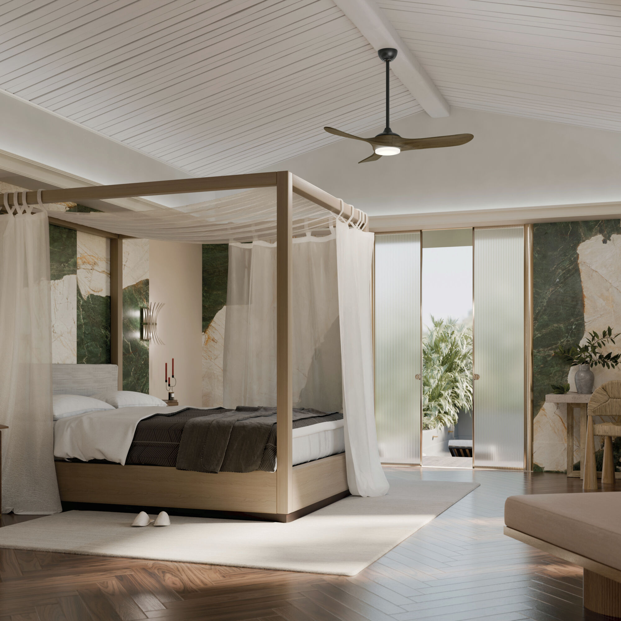 Mylo 52 inch Satin Black with Aged Walnut Blades Ceiling Fan